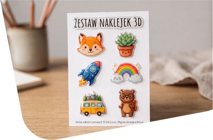 Zestaw naklejek 3d na arkuszach